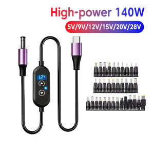 elough | 140W Type C To DC Power Boost Cable 5V/9V/12V/15V/20V/28V Boost Line With 8/10/34 Adapters USB C To DC Charging Cable For Router