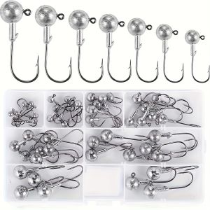Jig Head Hooks Barbed Fishing Gear Multi-Weight Kit Saltwater Fishing Bass Hooks Premium Tackle Set