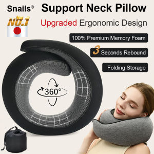 Travel Pillow Neck Support Neck Pillow 100% Memory Foam U-shaped Pillow Snail Style Ergonomic Design Neck Nap Pillow for Office Portable Comfortable Adjustable Soft Neck Support Pillow Home Car Rides Travel Work Sleeping Pillow Travel Essentials Gift