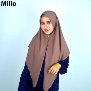 Jilbab Voal Denay Instan Hijab  Zipper Motif Bunga Cantik Voal Tepi Lesercut Terbaru