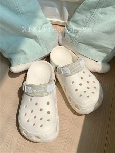 รองเท้าแตะแบบสวม EVA แบบหลุมลําลองแถบบางสําหรับผู้ชายและผู้หญิงรองเท้าแตะฤดูร้อนพื้นนุ่มเหมาะสําหรับคู่รักกลางแจ้ง