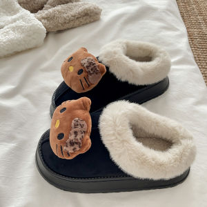 Dép Bông KT Cat Dễ Thương 2025 Dép Bông Đế Dày Lót Lông Cừu Ấm Áp Cho Nữ Dép Bông Mùa Thu Đông Dùng Trong Nhà Dép Bông