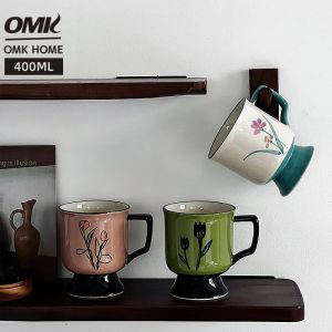 OMK French retro style Ceramic Mug 400ML High-legged design Coffee cup Vintage Mug Vintage Mugs Oktoberfest Mug - Lazada