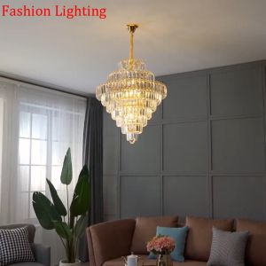 crystal chandelier LED living room decorative pedant light bedroom restaurant high ceiling lamp 22