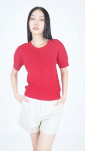 Forest Baju Perempuan | Forest Ladies Casual Plain Short Sleeve Knit Top - 822346