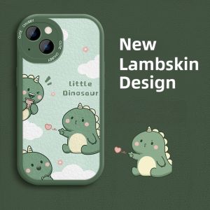 Cute Little Sheepskin Dinosaur Phone Case for Apple 13 iPhone 14 Huawei Mate40 Nova9 Honor 70 Oppo Reno8 Xiaomi 12 Redmi K50 pro
