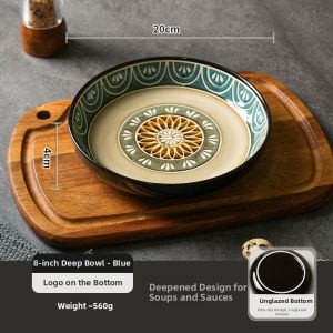Vintage Underglaze Colored Ceramic Plate