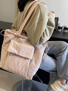 Minimalist Drawstring Bag Bag Female New Arrival Solid Color Single-Shoulder Bag K-style Commuter Tote College Student Crossbody Bag Handbag