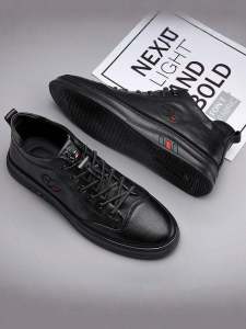 Black Mens Casual Shoes Summer 2025 New Versatile Flat Shoes Mens Leather Shoes Kitchen Chef Work Labor Trendy Shoes