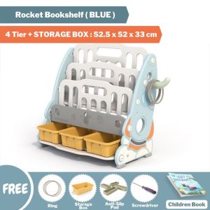 Cute Children Bookshelf Rack 3 Tier 4 Tier Storage Kids Crocodile Bookcase Story Book Toy Gift Kids | Rak Buku Kanak