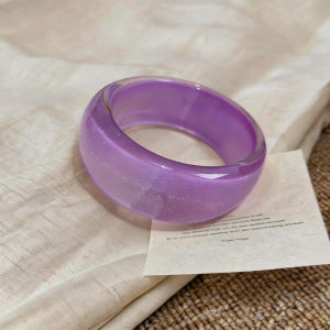 Multi-color Inlaid Glitter Candy Color Wide Resin Bangles Smooth Round Chunky Acrylic Bracelets for Women  Y2K Charms Jewelry M