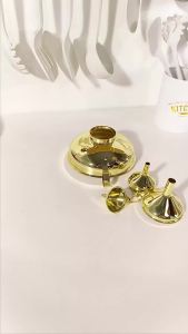 Golden Wide Mouth Stainless Steel Funnel Mini Kitchen Tool for Oil Wine Bottles Food Grade Small Metal Gold Funnel