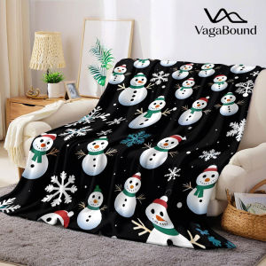 Snowman Snowflake Ditsy Flannel Blanket Warm Soft Halloween Christmas Decorative Couch Warm Cozy All-Season Gift