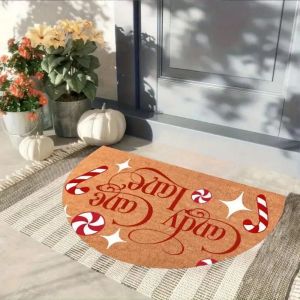 VIKAMA Candy Cane Christmas Doormat Wear-Resistant Suitable For Front Doors Kitchens Bathrooms - Festive Decoration