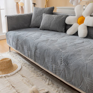 Thick Plush Sofa Towel Universal Non-Slip Corner Sofa Cushion Armrest Velvet Sofa Cover Mat Home Decoration Cover Solid Color L Shape Sofa Covers