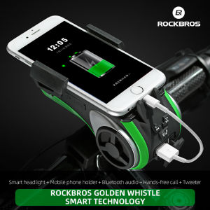 ROCKBROS Multifunctional 5 in 1 Bicycle Bell Smart Bluetooth Speaker 4400mAh Power Bank Phone Holder Bike Cycling Front Light