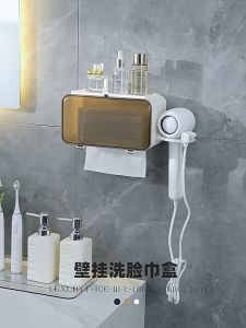 ReTouch Multipurpose Tissue Holder and Hair Dryer Storage Non Adhesive Wall Mounted Cosmetics Storage Organizer BR015