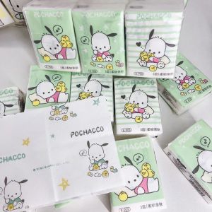 Portable KT Cat And Pachat Dog Printed Handkerchief Paper Small Pack Colorful Napkins Toilet Paper Sanrio Brand Life Paper