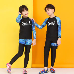 LYSEACIA M-3XL Kids Swimsuits Girl Boy Full Body Covered Swimwear Long Sleeve Swimming Suits Rashguards Summer Teens Swim Suit RASH GUARDS Beachwear UPF 50+