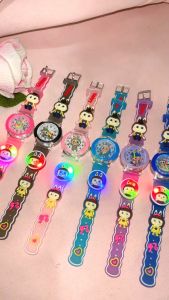 Jam Tangan Anak \"Labubu\" dengan Strap Tombol Lampu LED Warna-warni dan Desain Karakter Lucu