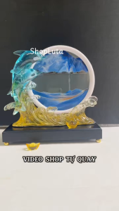 Tượng Cá Heo Đồng Hồ Cát Tranh Cát 3D Decor Trang Trí Hiện Đại Quà Tặng Ý Nghĩa