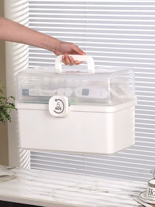 Medicine Box Large First Aid Kit Storage Box Transparent Portable Family Medicine Organizer Box Container
