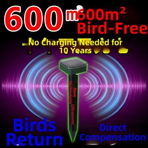 Ultrasonic Solar Automatic Bird Repeller for Home Yard Rice Field Orchard