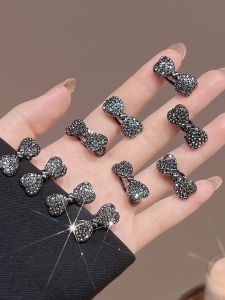 GUOQI | Elegant Full Rhinestone Bow Side Clip Mini Duckbill Hair Clip