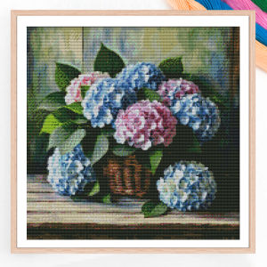 Cross Stitch Kits Hydrangea Basket Embroidery Flower Home Decor Needlework Threads 11CT Picture Printed