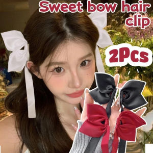 2Pcs Sweet Cute Bow Ribbon Hair Clips Elegant All-match Bowknot Side Bangs Hairpin Retro Duckbill Barrettes Women Girls Hair Accessories