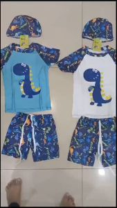 BAJU RENANG ANAK COWO CEWE SWIM SUIT SET BAJU CELANA TOPI MOTIF LUCU SWIM SUIT