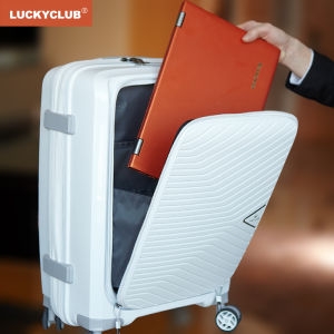 Ultra-Lightweight Lucky Club Luggage Spinner Wheel Carry-On Suitcase for Travel Business OL Style Hard Shell Polyester Lining