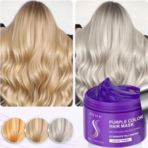 EELHOE | Keratin Purple Hair Mask Gray Color Fixing Hair Fading Yellow Bleach For Hair Repair Cover Grey Blonde Hair Smoothing Hair 100g