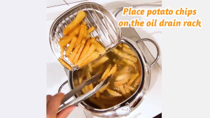 Household deep fryer with thermometer and lid 304 stainless steel for frying French fries fried chicken etc.