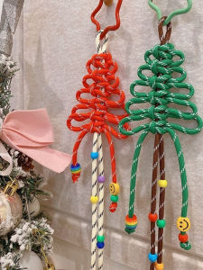 Creative Handwoven Nylon Rope Christmas Tree Decoration New Year Bag Accessories Small Hanging Ornaments for Car And Bags