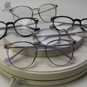 Berrybarton Kacamata Bulat Metal PC Lensa Anti Radiasi Bluercromic Pria Wanita 8302
