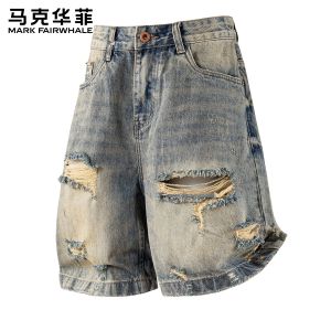 Mark Fairwhale | Retro Hole Loose Casual Shorts Men