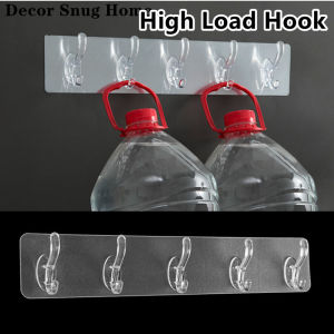 Free Shipping 1/3/5/6 Hook Transparent Strong Self Adhesive Hook Wall Mount Simple Bathroom Kitchen Storage Rack