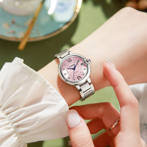 Luxury Fashionable Waterproof Diamond Embedded Quartz Womens Watch Blue Bubble Name Brand round Shape Stainless Steel Band