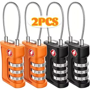 2Pcs New TSA Certified 3-Digit Combination Travel Padlock Anti-Theft Code Lock Gym Locker Backpack Locks