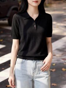 Basic House | Grey Polo Collar Short Sleeve Knitwear