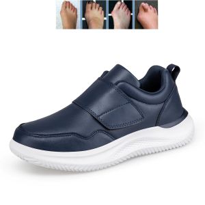 SUPERLI Widen Men Walking Shoes PU Leather Waterproof diabetes shoes Wide Toe foot edema non-slip Lightweight breathable walking shoes for the elderly Big Size 45 46 47 48