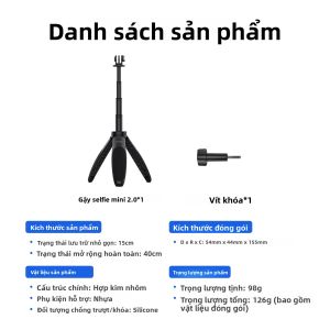 Gậy Tự Sướng Kiêm Chân Máy Ảnh Mini TELESIN Tháo Lắp Nhanh Có Thể Điều Chỉnh Di Động Dành Cho GoPro Insta360 DJI Osmo Action - Chất Liệu Nhôm PC