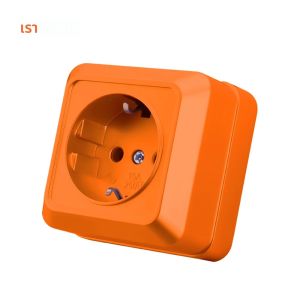 สีส้มมาตรฐาน EU คลาสสิกพร้อมปลั๊กไฟกราวด์ปลั๊กติดผนังปลั๊กไฟปลั๊กไฟพลาสติกสีสารหน่วงไฟ