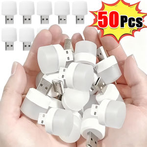 50PCS USB Night Light Eye Protection Reading Light / 5V Mini Led Night Lights / Warm Light Small Round Lamp Computer Mobile Power Light