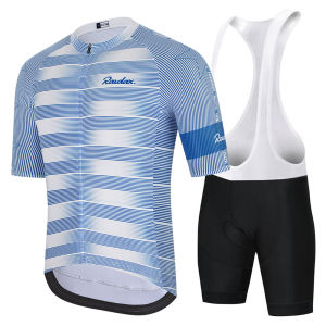 RAUDAX Mens Cycling Jerseys with 3 Pockets Summer Quick Dry Bicycle Clothing Suits Breathable Bib Shorts Bike Jersey Sets