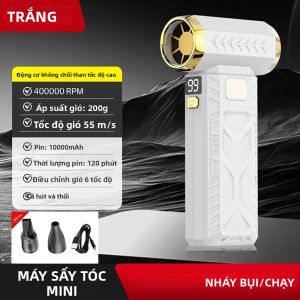 Máy Thổi Bụi Cầm Tay M18 Turbo Jet 400.000 Vòng/phút Không Chổi Than Sạc Type-C Quạt Mạnh Mẽ 53m/s Dành Cho Đội Thi Công Cải Tạo