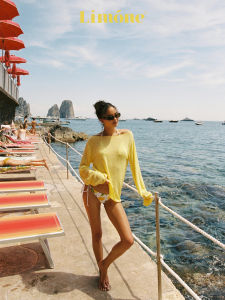 LIMONE | Lemon Yellow Sleeveless Cutout Bikini Cover-Up
