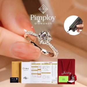 แหวนเพชรโมอีส–รุ่นPromise ขนาด 1 กะรัต ตัวเรือนเงิน92.5% ชุบทองคำขาว พร้อมใบเซอร์
