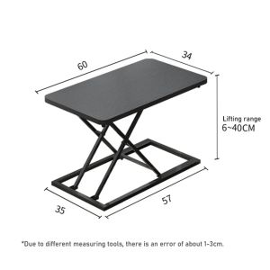 Standing Folding Desk Lifting Office Desk Laptop Booster Stand Portable Computer Desks Height Adjustable Home Office Table Standing Workbench Simple Table Mobile Computer Lift Table Folding Table Black